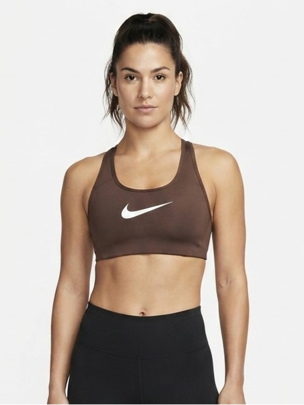 Nike Swoosh Brown Medium Support Sports Bra / Crop Top (Women's Size S)